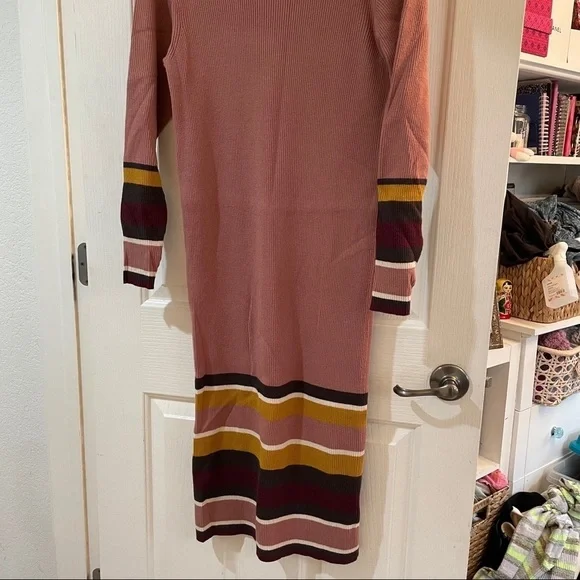 NWT Anthropologie Parvati Midi Column Sweater Dress Pink Long Sleeve Striped New - Picture 9 of 12